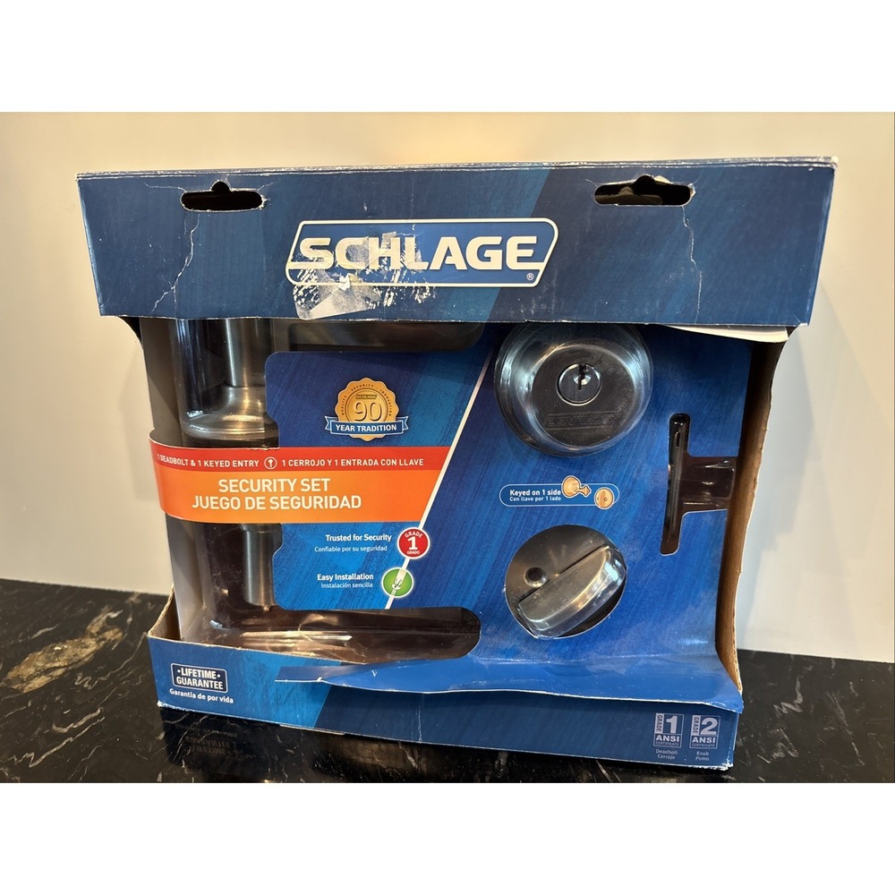Schlage FB50N V LAT 619 Single Cylinder Deadbolt and Keyed Entry Latitude Lever
